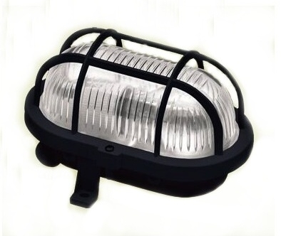 TOM SVÍTIDLO OVAL  60W CERNA , IP54 PLAST.MRIZKA