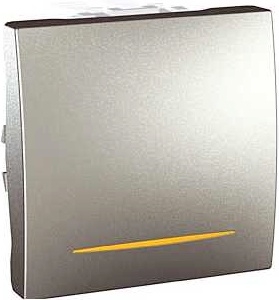 SCHN UNICA TOP SPÍNAČ Ř.1SS 10A 2MOD BEZŠROUB LED SIG KONTROLKA ALU MGU3.201.30S