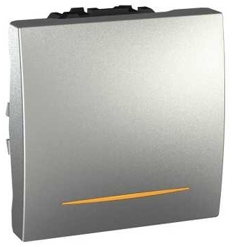 SCHN UNICA TOP SPÍNAČ Ř.1SS 16A 2MOD ŠROUB LED SIGNAL KONTROLKA ALU MGU3.261.30S