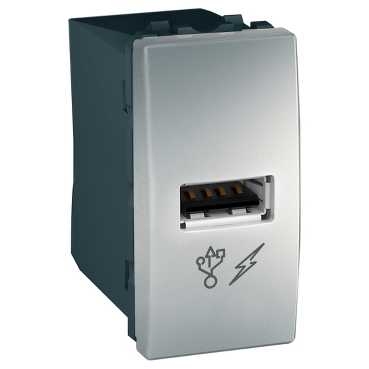 SCHN UNICA TOP ZÁSUVKA NABÍJECÍ USB 2.0 1MOD 100-240VAC/5VDC 1A ALU MGU3.428.30