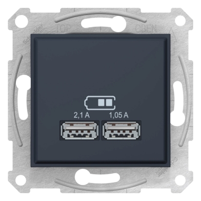 SCHN SEDNA ZÁSUVKA 2XUSB NABÍJECÍ KONEKTOR 2.1A, GRAPHITE SDN2710270