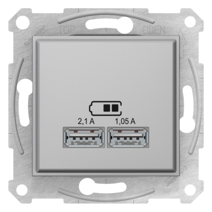 SCHN SEDNA ZÁSUVKA 2XUSB NABÍJECÍ KONEKTOR 2.1A, ALU SDN2710260