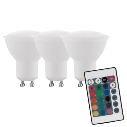 EGLO ZDROJ 10687 LED 4W 3000K GU10-LED-RGBW S DÁLKOVÝM OVLÁDÁNÍM 3KUSY