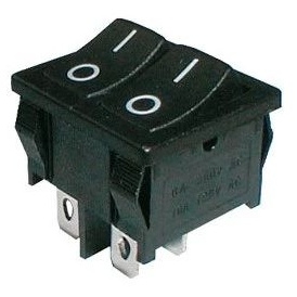 TIPA PŘEPÍNAČ KOLÉBKOVÝ 2X 2P/2PIN ON-OFF DVOJITÝ ČERNÝ O-I 12V 02620013