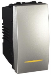 SCHN UNICA TOP SPÍNAČ Ř. 1SS 16A 1MOD ŠROUB LED ORIENT KONTROLKA ALU MGU3.161.30S