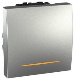 SCHN UNICA TOP SPÍNAČ Ř.1SS 16A 2MOD ŠROUB LED SIGNAL KONTROLKA ALU MGU3.261.30S