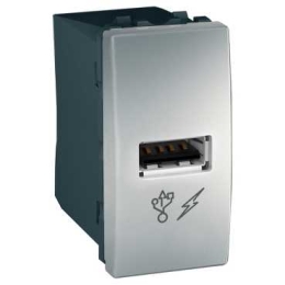 SCHN UNICA TOP ZÁSUVKA NABÍJECÍ USB 2.0 1MOD 100-240VAC/5VDC 1A ALU MGU3.428.30