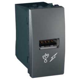 SCHN UNICA TOP ZÁSUVKA NABÍJECÍ USB 2.0 1MOD 100-240VAC/5VDC 1A GRAFIT MGU3.428.12