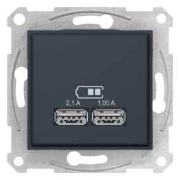 SCHN SEDNA ZÁSUVKA 2XUSB NABÍJECÍ KONEKTOR 2.1A, GRAPHITE SDN2710270