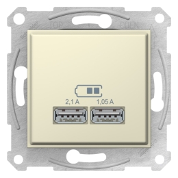 SCHN SEDNA ZÁSUVKA 2XUSB NABÍJECÍ KONEKTOR 2.1A, BEIGE  SDN2710247