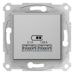 SCHN SEDNA ZÁSUVKA 2XUSB NABÍJECÍ KONEKTOR 2.1A, ALU SDN2710260
