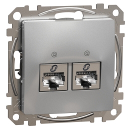 SCHN SEDNA DESIGN ZÁSUVKA DAT. 2XRJ45 KAT. 6 STP, ALUMINIUM SDD113462S