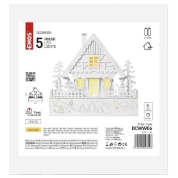 EMOS LED VÁNOČNÍ DOMEK DŘEVĚNÝ 28CM 2XAA VNITŘNÍ TEPLÁ BÍLÁ ČASOVAČ DCWW06
