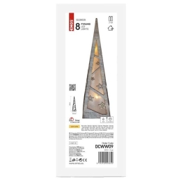 EMOS VÁNOČNÍ OSVĚTLENÍ LED PYRAMIDA DŘEVĚNÁ 36CM 2X AA IP20 TEPLÁ BÍLÁ ČAS. DCWW09