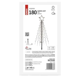 EMOS LED VÁNOČNÍ OSVĚTLENÍ STROM KOVOVÝ 180CM VENK. I VNITŘNÍ STUDENÁ BÍLÁ ČASOVAČ DCTC02
