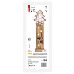 EMOS VÁNOČNÍ OSVĚTLENÍ 5LED STROM DŘEVĚNÝ 48CM 2XAA TEPLÁ BÍLÁ ČASOVAČ DCTW03