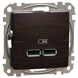 SCHN SEDNA ELEMENTS USB DVOJITÁ A+A NABÍJEČKA 2.1A, WENGE SDD181401