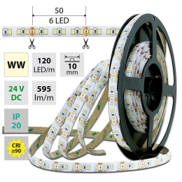 MCLED LED PÁSEK SMD2835 WW 7W/595LM/120LED/M 24VDC IP20 Š.10MM 10M ML-126.821.60.7