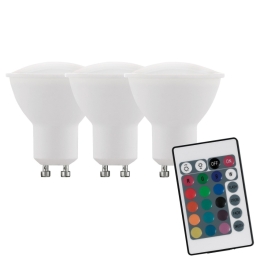 EGLO ZDROJ 10687 LED 4W 3000K GU10-LED-RGBW S DÁLKOVÝM OVLÁDÁNÍM 3KUSY