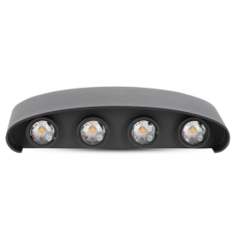 VTAC SVÍTIDLO LED VT-848 8W LED WALL LIGHT SAND BLACK 800LM IP54 3000K NÁST. ČERNÁ 8619