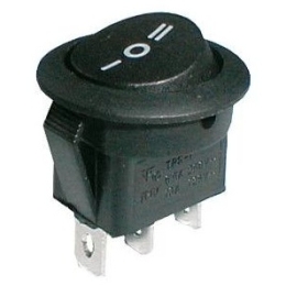 TIPA PŘEPÍNAČ KOLÉBKOVÝ KULATÝ 3P/3PIN ON-OFF-ON 250V/6A ČERNÝ